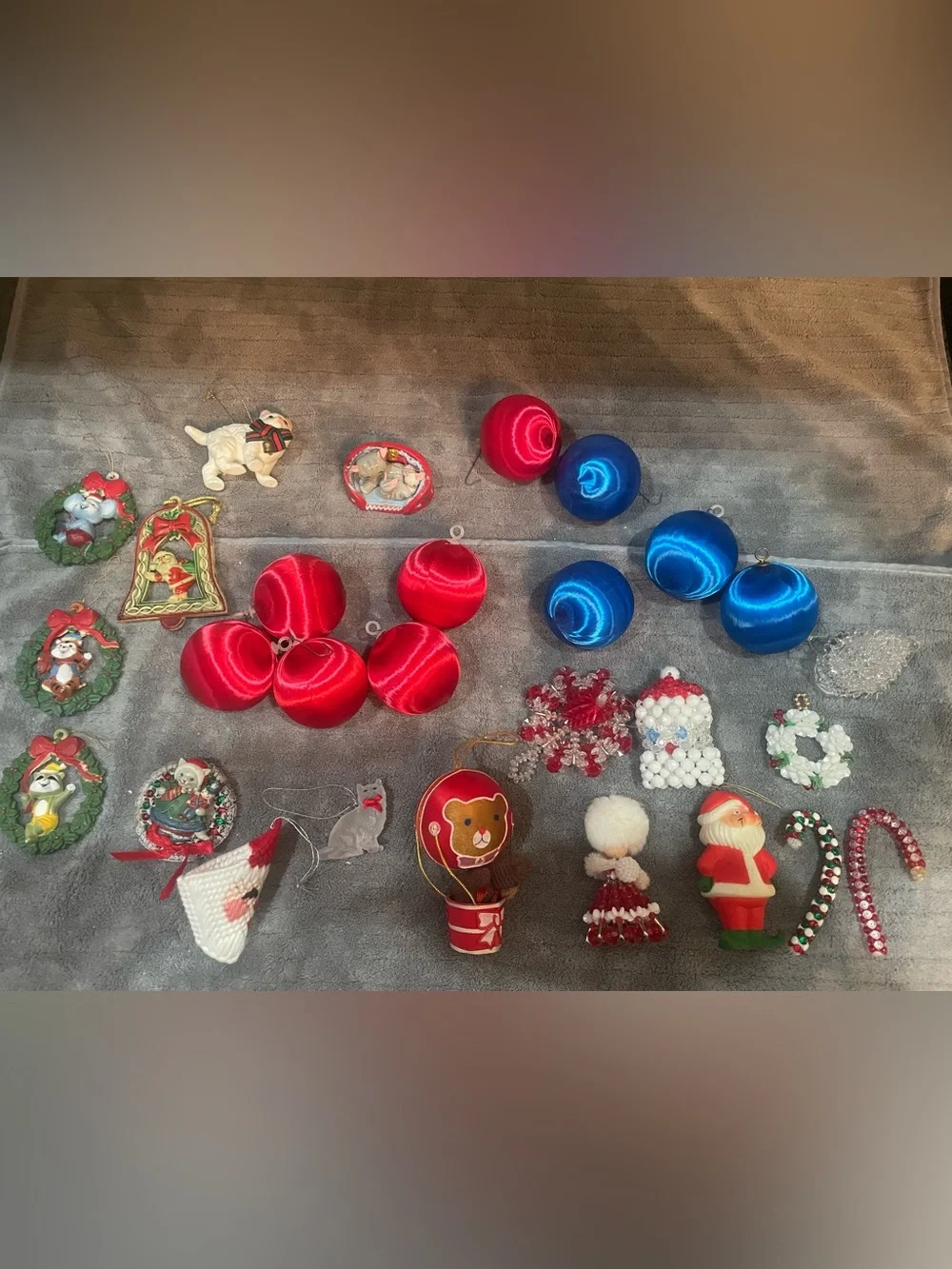 Vintage Christmas Ornaments Silk And Plastic Ketchy Lot